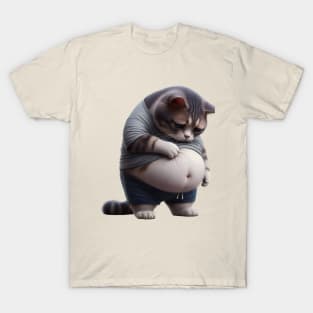 Funny Fat Cat Chonk Cat Design Chubby Feline Pet Cat Lovers T-Shirt